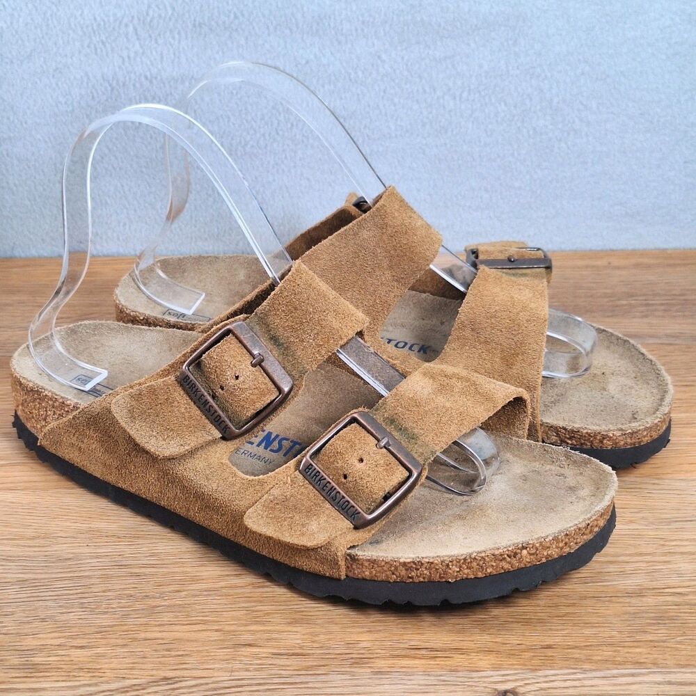 Birkenstock Women's US 8 EU 39 Arizona Soft Footbed Sandals Tan Suede Germany